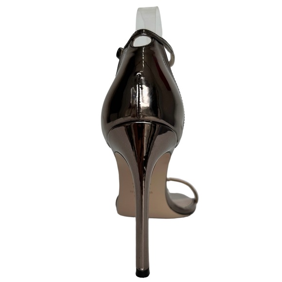 Stuart Weitzman Nudistsong Ankle Strap Sandal Pewter Glass Heels 8 1/2 M Medium - Picture 13 of 17